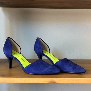 Blue Velvet Kitten Heel Pumps